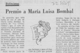 Premio a María Luisa Bombal