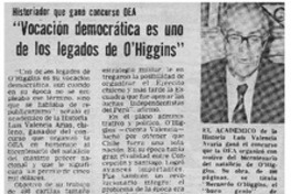 "Vocación democrática es uno de los legados de O'Higgins".