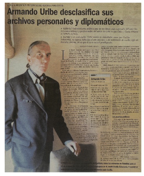 Armando Uribe desclasifica sus archivos personales y diplomáticos