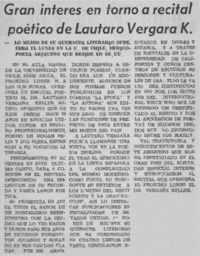 Gran interés en torno a recital poético de Lautaro Vergara K.