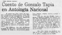 Cuento de Gonzalo Tapia en Antología Nacional.