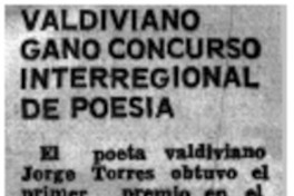 Valdiviano ganó concurso interregional de poesía.
