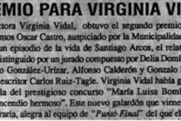 Premio para Virginia Vidal.