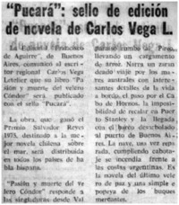 Pucará": sello de edición de novela de Carlos Vega L.