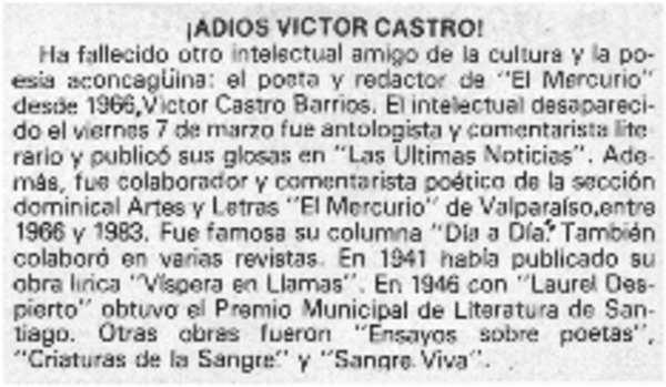 ¡Adios Víctor Castro!.