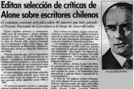 Editan selección de críticas de Alone sonre escritores chilenos.