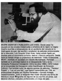 Muere escritor y publicista Luis Vives.