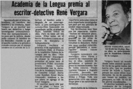 Academia de la lengua premia al escritor-detective René Vergara
