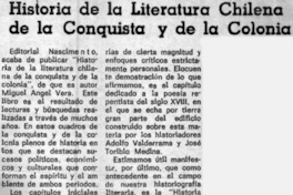 Historia de la literatura chilena de la conquista y de la colonia