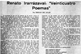 Renato Yrarrázabal: "veinticuatro poemas"
