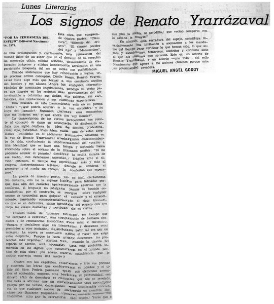 Los signos de Renato Yrarrázaval