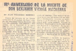 88° aniversario de la muerte de don Benjamín Vicuña Mackenna