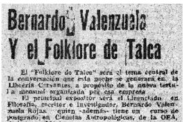 Bernardo Valenzuela y el folklore de Talca.