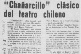 Chañarcillo" clásico del teatro chileno.
