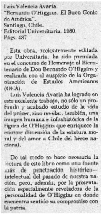 "Bernardo O'Higgins. El buen genio de América".