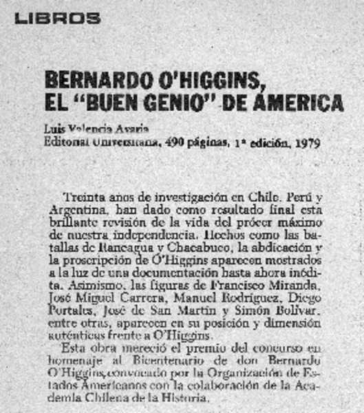 Bernardo O'Higgins "El buen genio de América".