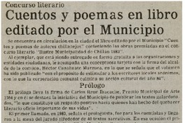Cuentos y poemas en libro editado por el Municipio.