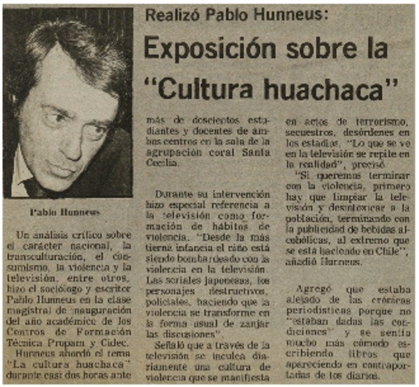 Exposición sobre la "Cultura huachaca".