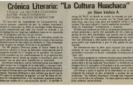 Crónica liteararia: "La Cultura Huachaca"