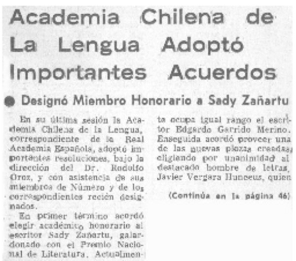 Academia Chilena de La Lengua adoptó importantes acuerdos.