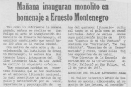 Mañana inauguran monolito en homenaje a Ernesto Montenegro.