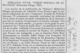 Adeláida Vivar, "Visión poética de Pablo Ruiz"