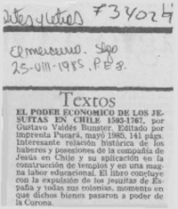 El poder económico de los jesuitas en Chile 1593-1767.