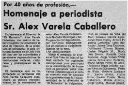 Homenaje a periodista Sr. Alex Varela Caballero.