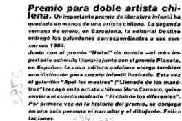 Premio para doble artista chilena.