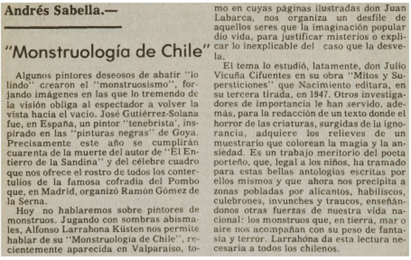 "Monstruología de Chile"