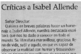 Críticas a Isabel Allende