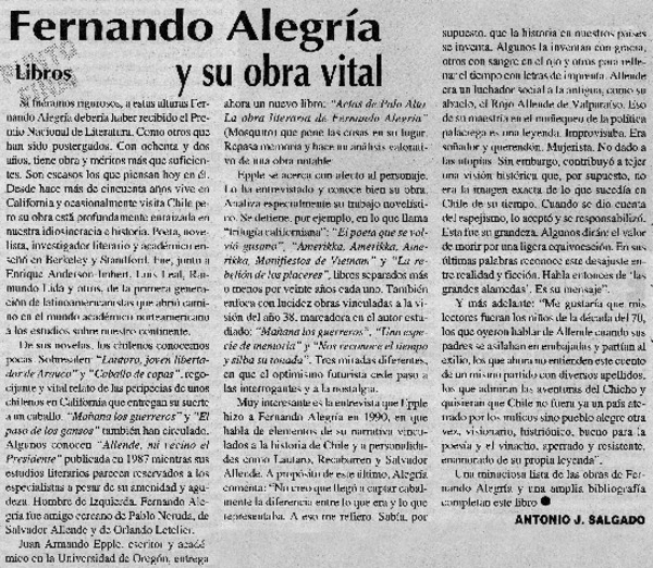 Fernando Alegría y su obra vital