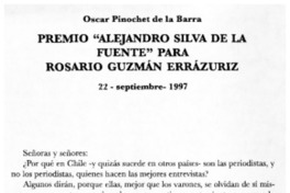 Premio "Alejandro Silva de la Fuente" para Rosario Guzmán Errázuriz