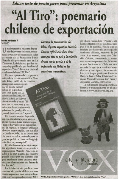 Al Tiro : poemario chileno de exportación