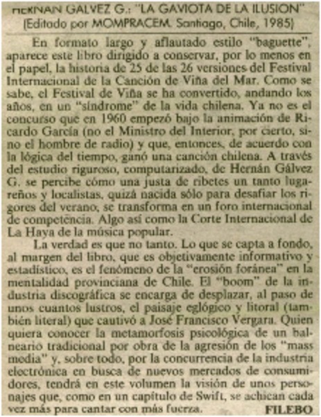 Hernán Galvéz G.:"La gaviota de la ilusión"
