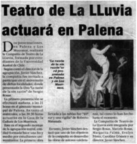 Teatro de La Lluvia actuará en Palena