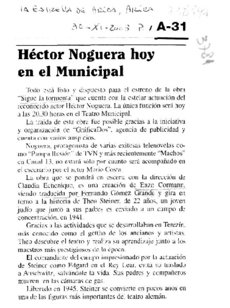Héctor Noguera hoy en el Municipal