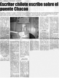 Escritor chilote escribe sobre el puente Chacao.
