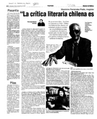 La crítica literaria chilena es lejos, la mejor de toda Sudamérica : [entrevistas]