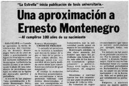 Una aproximación a Ernesto Montenegro