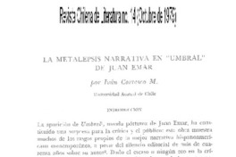 La metalepsis narrativa en "Unmbral" de Juan Emar