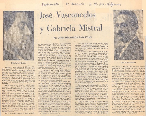 José Vasconcelos y Gabriela Mistral