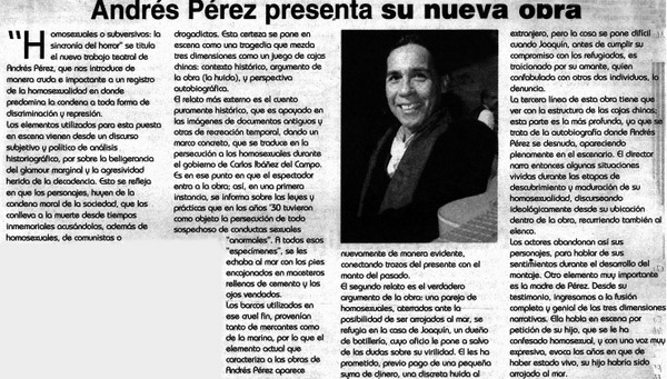 Andrés Pérez presenta su nueva obra.
