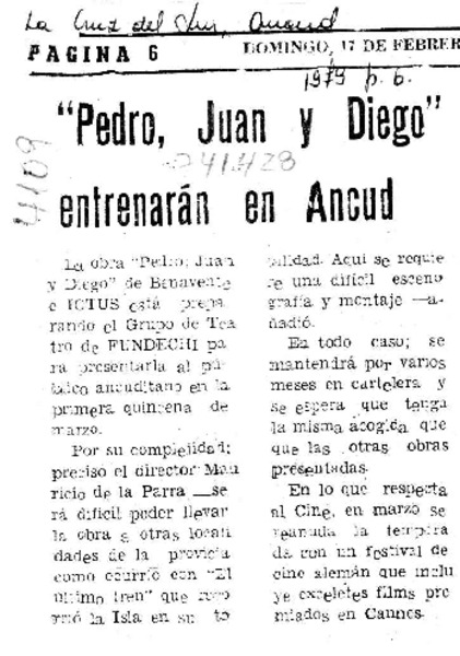 "Pedro, Juan y Diego" entrenarán (sic) en Ancud
