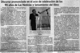 Discurso pronunciado en el acto de celebración de los 90 años de Las Noticias y lanzamiento del libro.