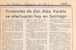 Funerales de don Alex Varela se efectuarán hoy en Santiago.