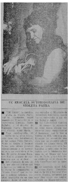 UC rescata autobiografía de Violeta Parra