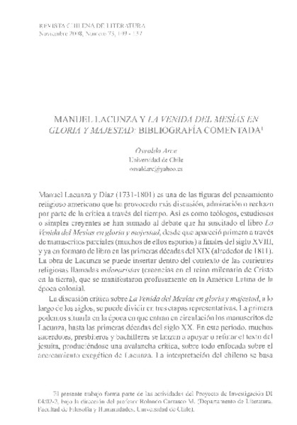 Manuel Lacunza y La venida del mesías en gloria y majestad