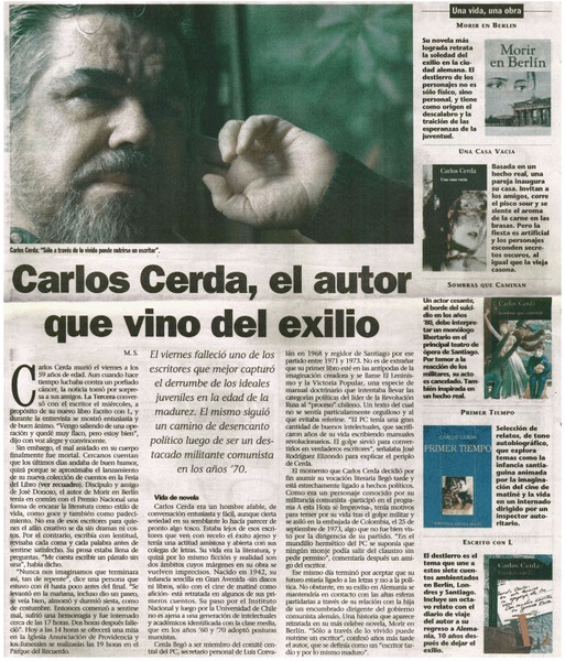Carlos Cerda, el autor que vino del exilio