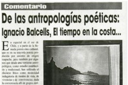 De las antropologías poéticas : Ignacio Balcells, El tiempo en la costa